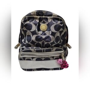 Coach Black and Silver Patterned Backpack